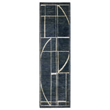 8' Blue And Ivory Geometric Runner Rug