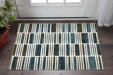 3' X 5' Ivory And Blue Geometric Area Rug