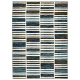 3' X 5' Ivory And Blue Geometric Area Rug