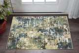 3' X 5' Blue And Green Abstract Area Rug