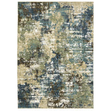 3' X 5' Blue And Green Abstract Area Rug