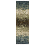 8' Blue And Brown Abstract Runner Rug