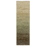 8' Brown And Green Abstract Runner Rug