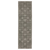 8' Gray And Light Gray Oriental Runner Rug