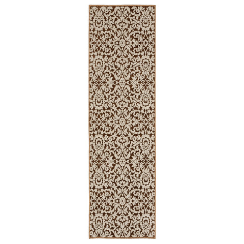 8' Rust And Beige Oriental Runner Rug
