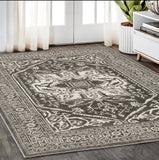 5' X 8' Gray And Ivory Oriental Area Rug