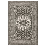 5' X 8' Gray And Ivory Oriental Area Rug