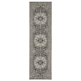 8' Gray And Ivory Oriental Runner Rug
