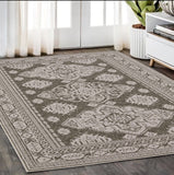 5' X 8' Gray And Gray Medallion Area Rug