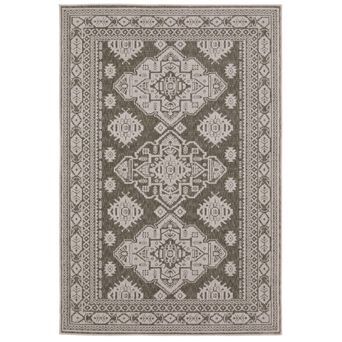 5' X 8' Gray And Gray Medallion Area Rug