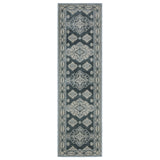 8' Blue And Gray Medallion Runner Rug