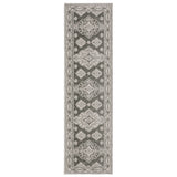 8' Gray And Gray Medallion Runner Rug