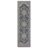 8' Blue And Gray Medallion Runner Rug