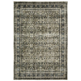 8' X 10' Charcoal And Blue Oriental Area Rug