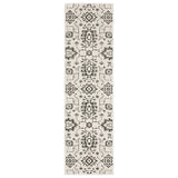 8' Ivory And Gray Oriental Runner Rug