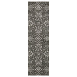 8' Gray And Ivory Oriental Runner Rug