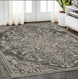 5' X 8' Gray And Light Gray Oriental Area Rug