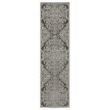 8' Gray And Light Gray Oriental Runner Rug