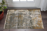3' X 5' Gray And Gold Abstract Area Rug With Fringe