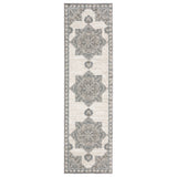 8' Gray And Blue Medallion Runner Rug
