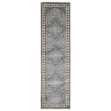 8' Brown And Blue Medallion Runner Rug