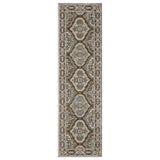 8' Blue And Gray Medallion Runner Rug