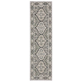 8' Ivory And Blue Medallion Runner Rug
