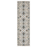 8' Ivory And Blue Oriental Runner Rug
