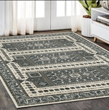 5' X 8' Gray And Blue Medallion Area Rug