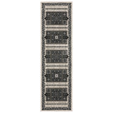 8' Gray And Blue Medallion Runner Rug