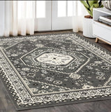 5' X 8' Gray And Ivory Medallion Area Rug
