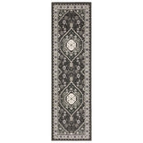 8' Gray And Ivory Medallion Runner Rug