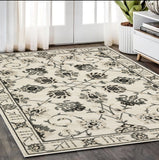 5' X 8' Ivory And Gray Oriental Area Rug