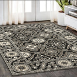 5' X 8' Charcoal And Gray Oriental Area Rug