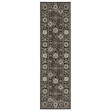 8' Charcoal And Gray Oriental Runner Rug