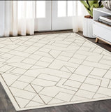 5' X 8' Ivory And Taupe Geometric Area Rug