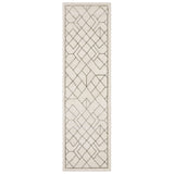 8' Ivory And Taupe Geometric Runner Rug
