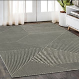 5' X 8' Gray And Ivory Geometric Area Rug
