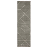 8' Gray And Ivory Geometric Runner Rug
