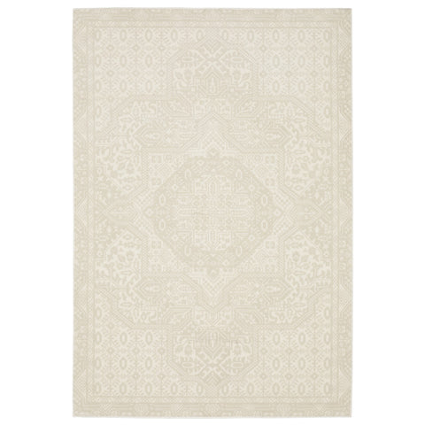 5' X 8' Ivory And Beige Medallion Area Rug