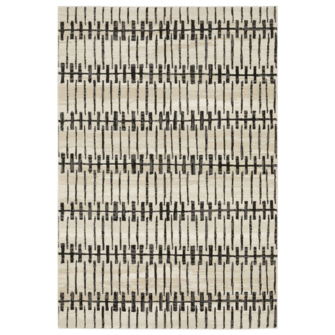 5' X 8' Beige And Black Geometric Area Rug