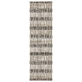 8' Beige And Black Geometric Runner Rug