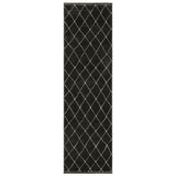 8' Charcoal And Ivory Trellis Runner Rug