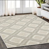 5' X 8' Gray And Beige Diamond Area Rug