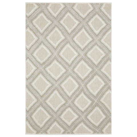 5' X 8' Gray And Beige Diamond Area Rug