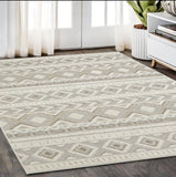 5' X 8' Gray And Beige Tribal Area Rug