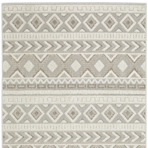 5' X 8' Gray And Beige Tribal Area Rug