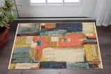 3' X 5' Beige Yellow And Pink Abstract Area Rug With Fringe