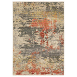 3' X 5' Beige And Pink Abstract Area Rug With Fringe