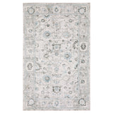 10' Ivory And Teal Oriental Hand Tufted Runner Rug
